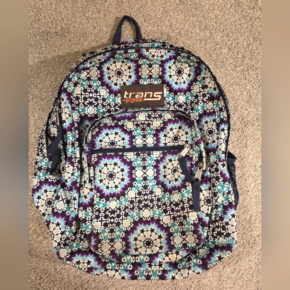 Trans by Jansport Geometric Print Teal & Navy Multicolored Backpack